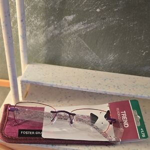 Foster Grant Trend Dani Purple Reading Glasses with Case +1.75 New
